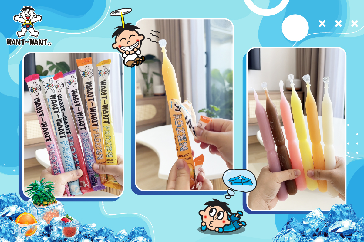 Kem ống Want Want Frozen - món ăn vặt mát lạnh ngày hè