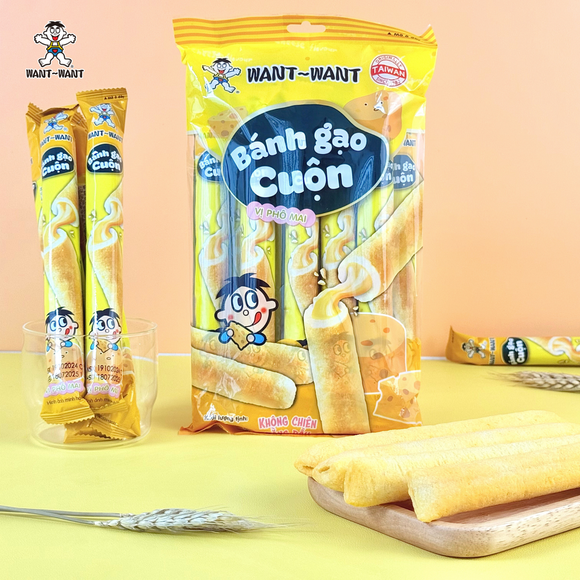 BÁNH GẠO CUỘN WANT WANT VỊ PHÔ MAI
