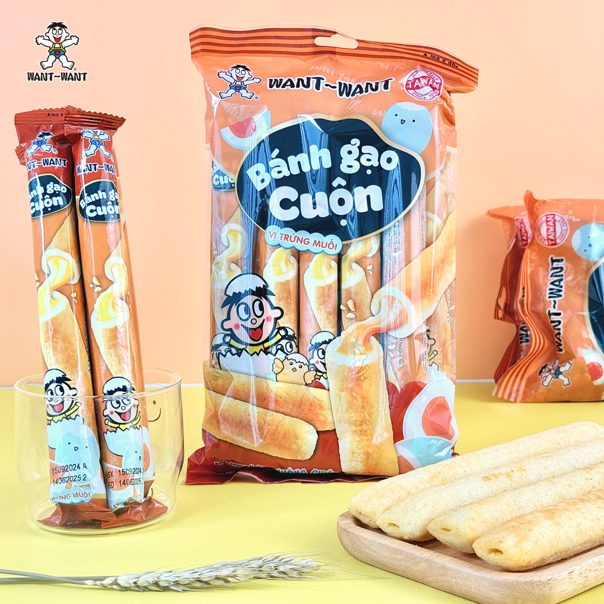 bánh gạo cuộn Want Want vị trứng muối