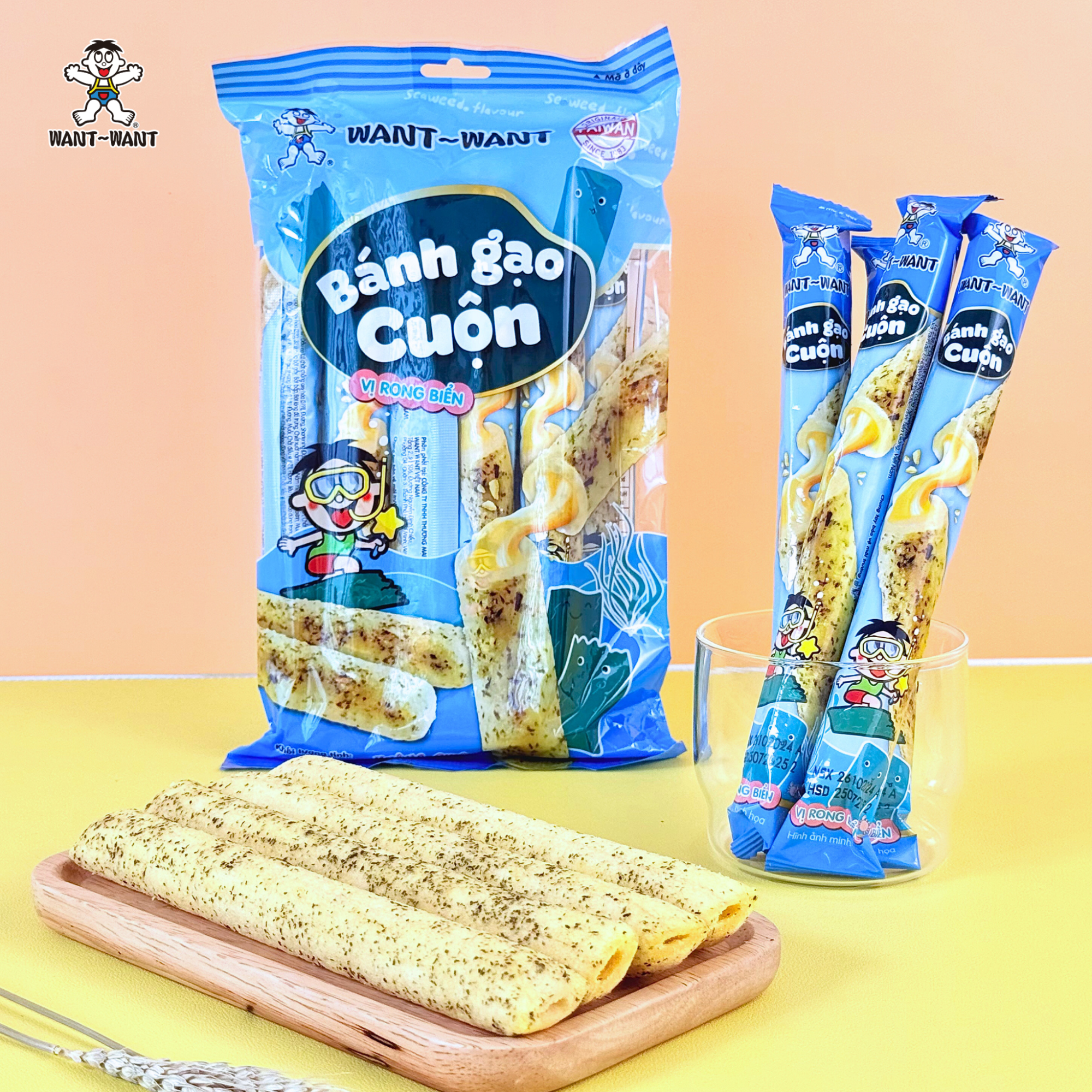 Bánh gạo cuộn Want Want vị rong biển mặn mà