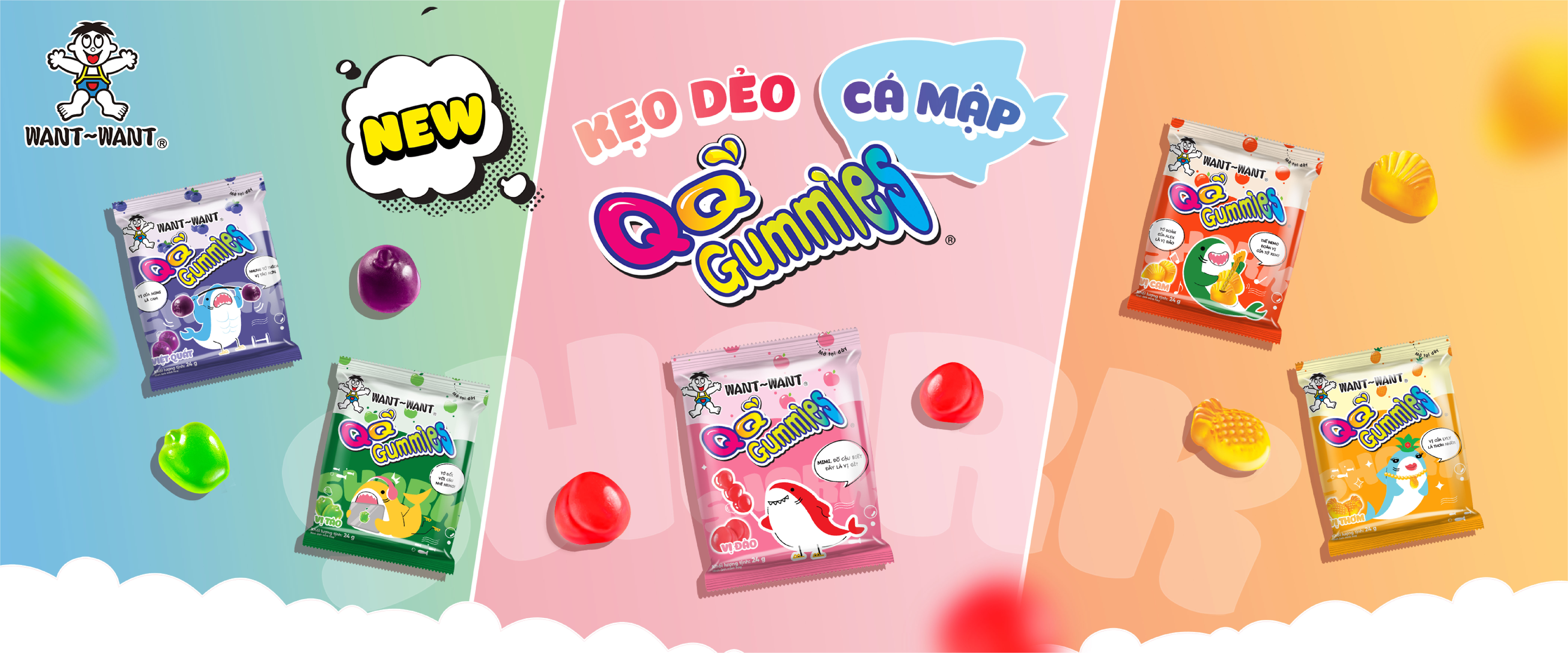 Banner kẹo cá mập