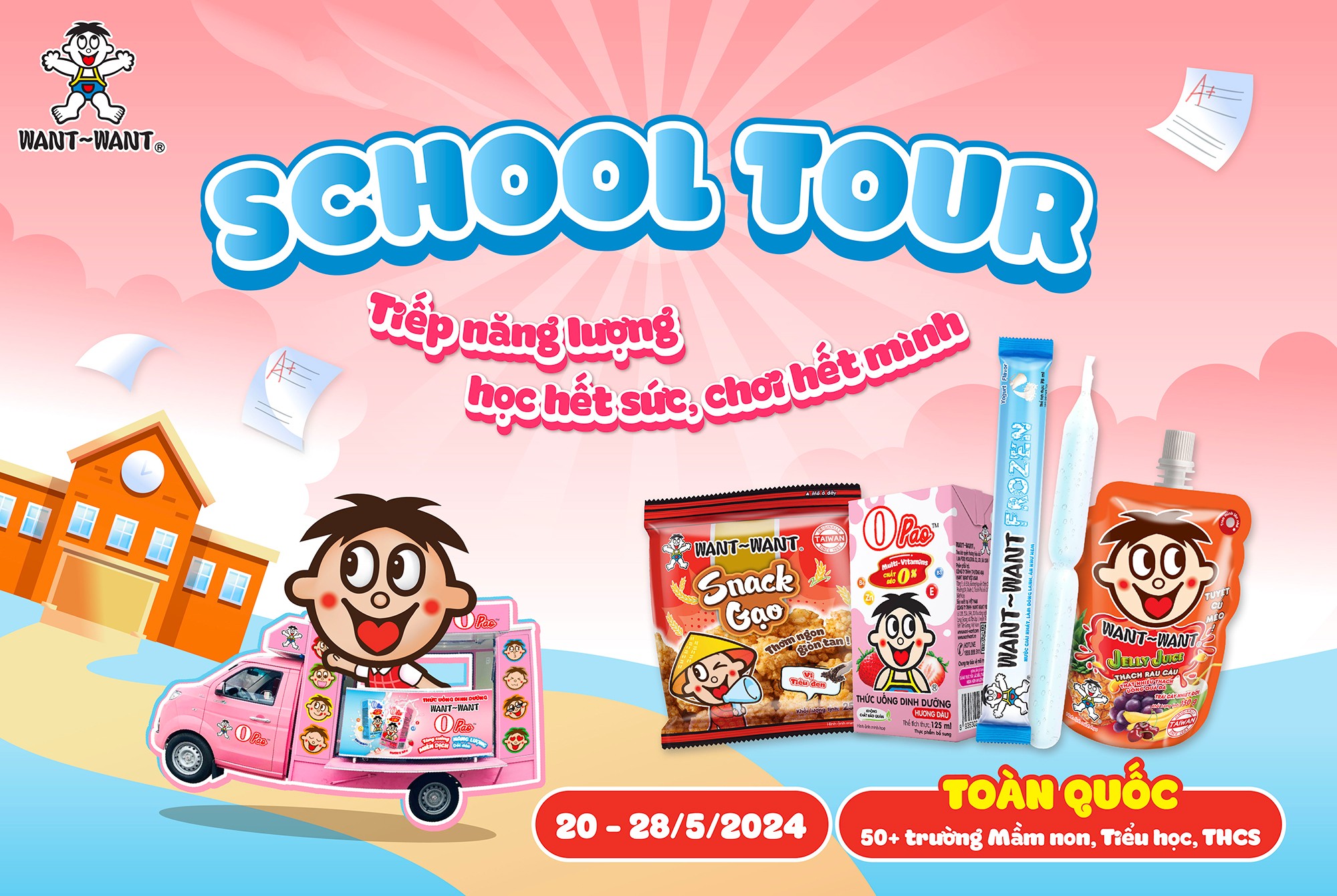 Chuyến xe chở đầy niềm vui Want Want School tour bùng nổ toàn quốc