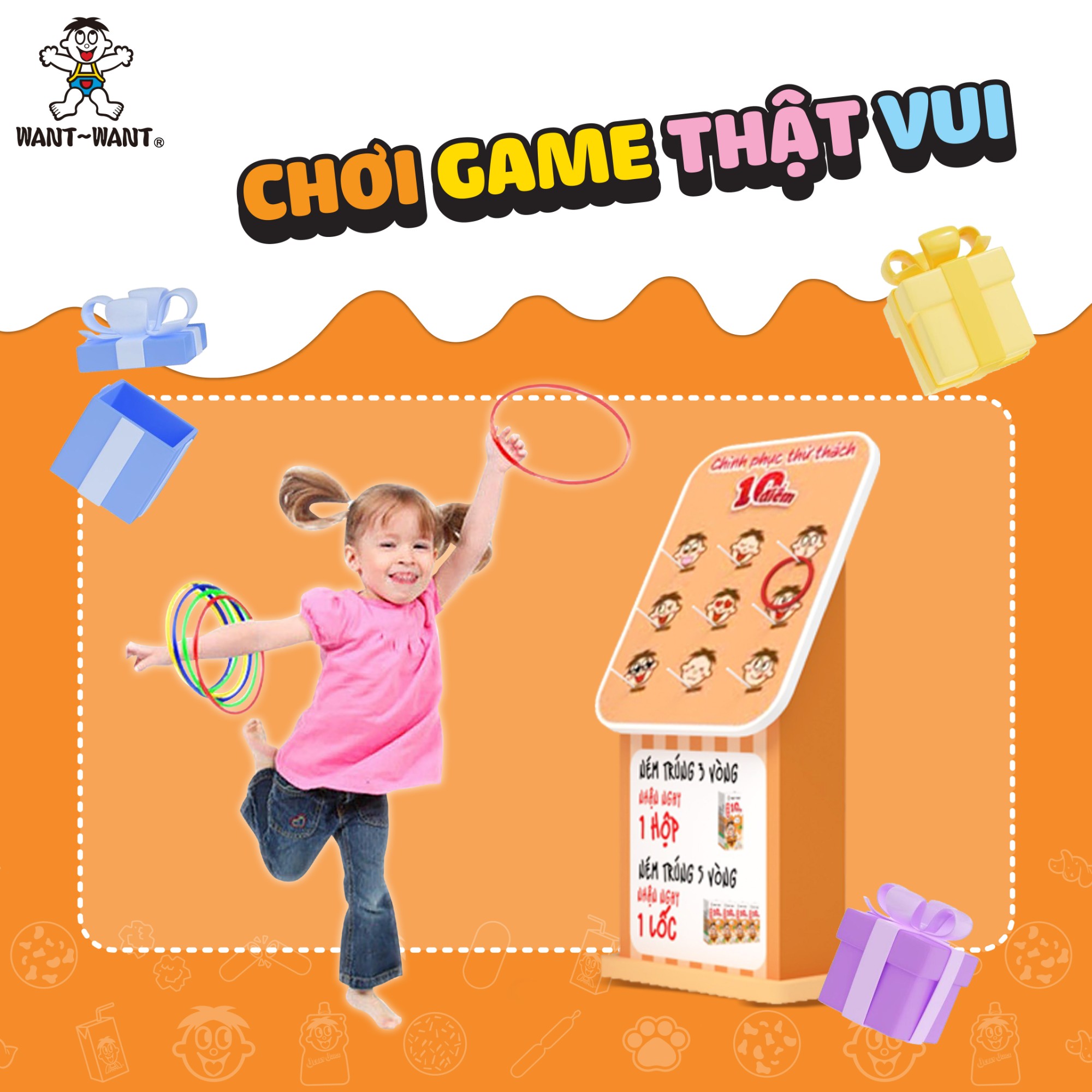 Ghé booth Hồng Trà Sữa 10 Điểm Want Want để trải nghiệm trò chơi vui nhé