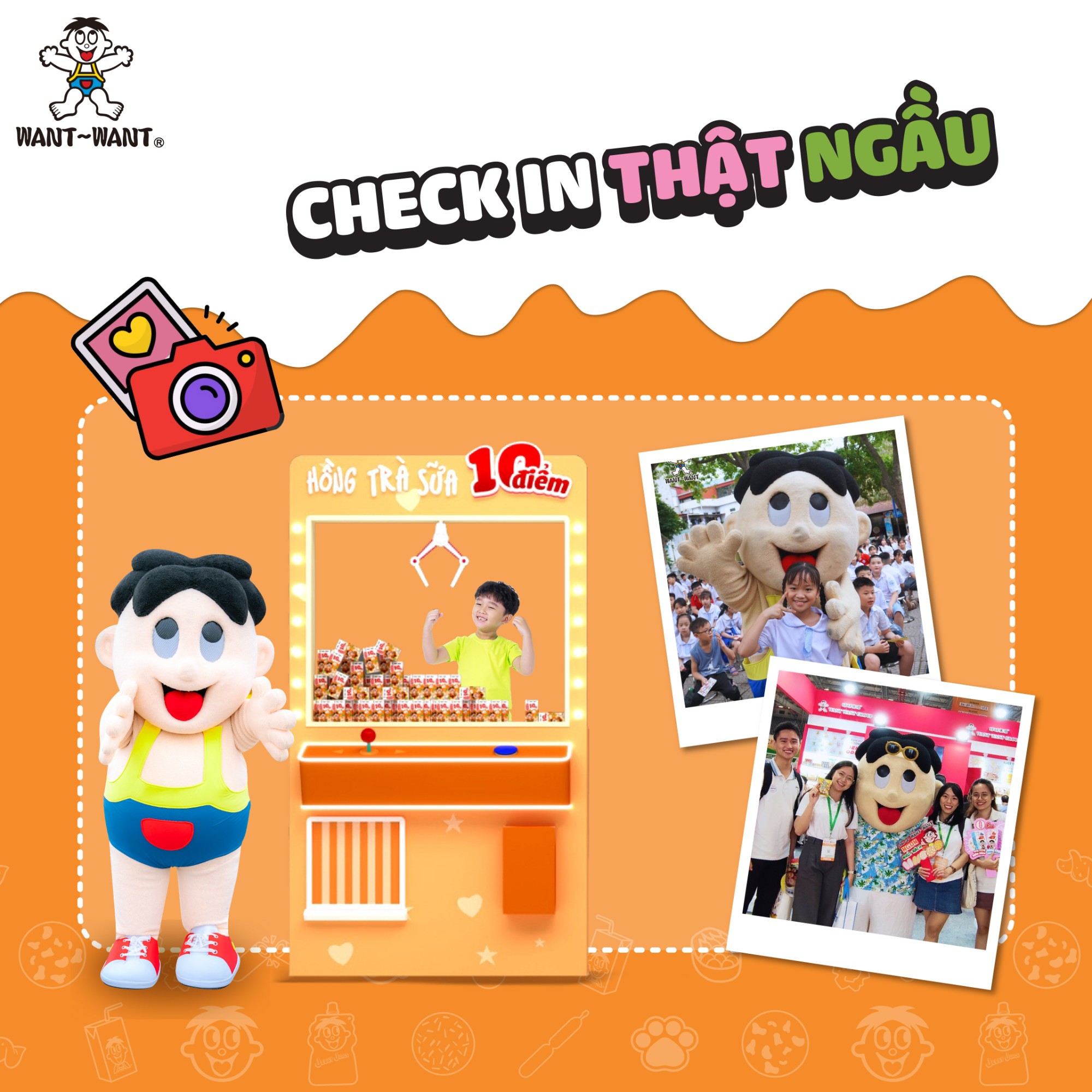 Checkin tại booth Hồng Trà Sữa 10 Điểm Want Want để có cơ hội nhận thêm quà