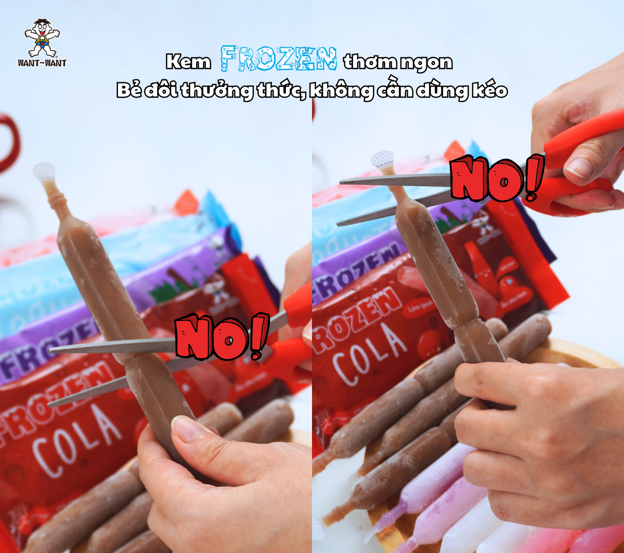 Kem Frozen bẻ đôi là ăn được liền không cần dùng kéo