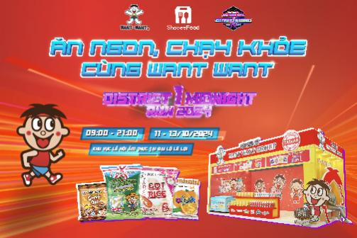 Ăn ngon chạy khỏe cùng Want Want tại lễ hội ẩm thực Shopeefood x District 01 Midnight Run 2024