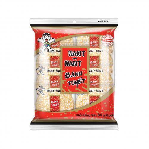 WANT WANT Rice Cracker Snowy 84g, 10 packs/chain (Original Japonica Rice Flavor)