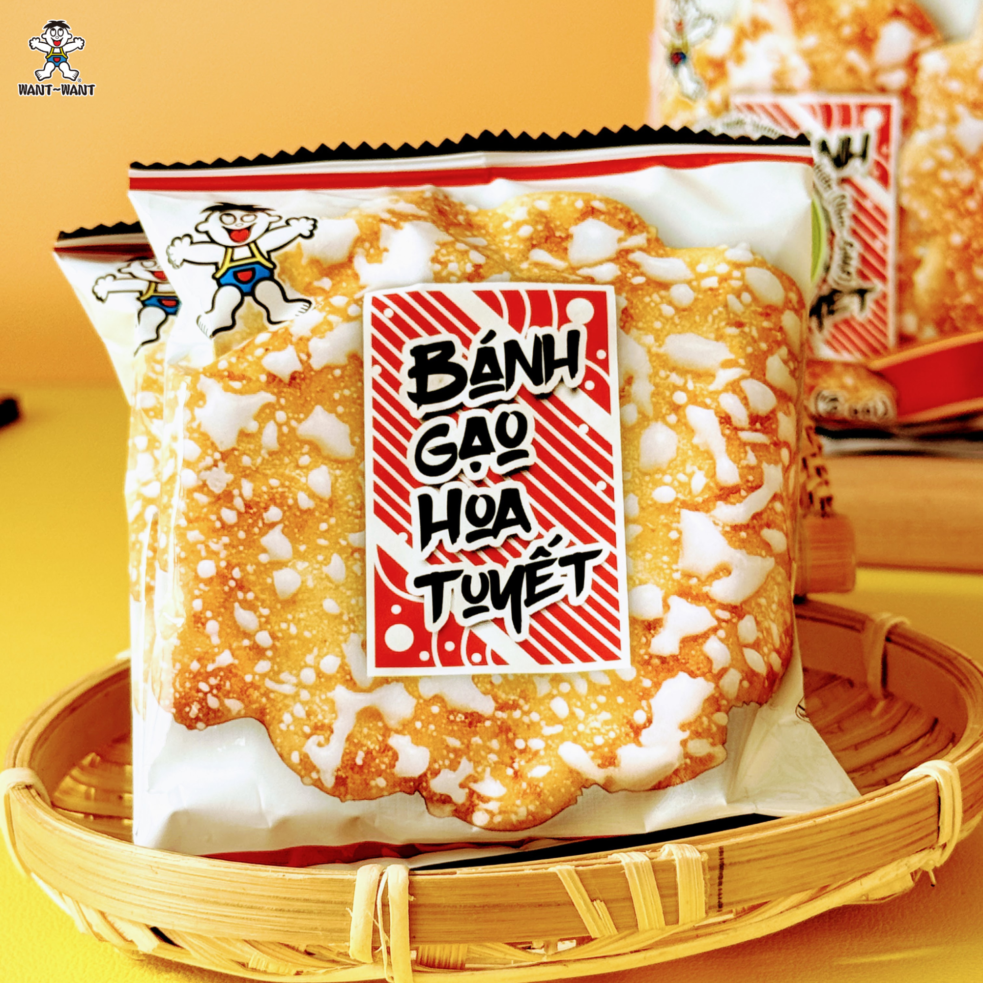 Bánh gạo Want Want hoa tuyết nước tương thanh cay