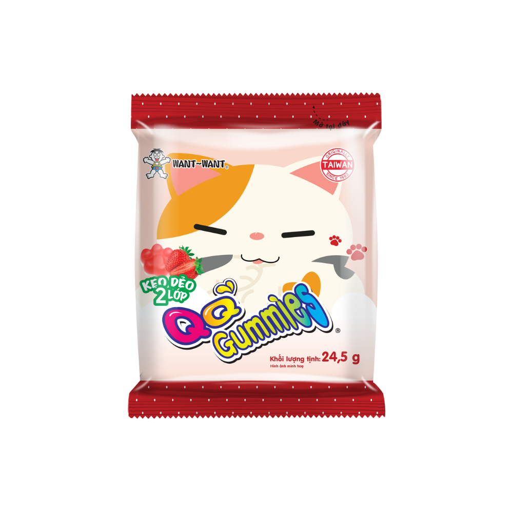 Kẹo dẻo chân mèo 2 lớp dâu và sữa chua Want Want QQ Gummies