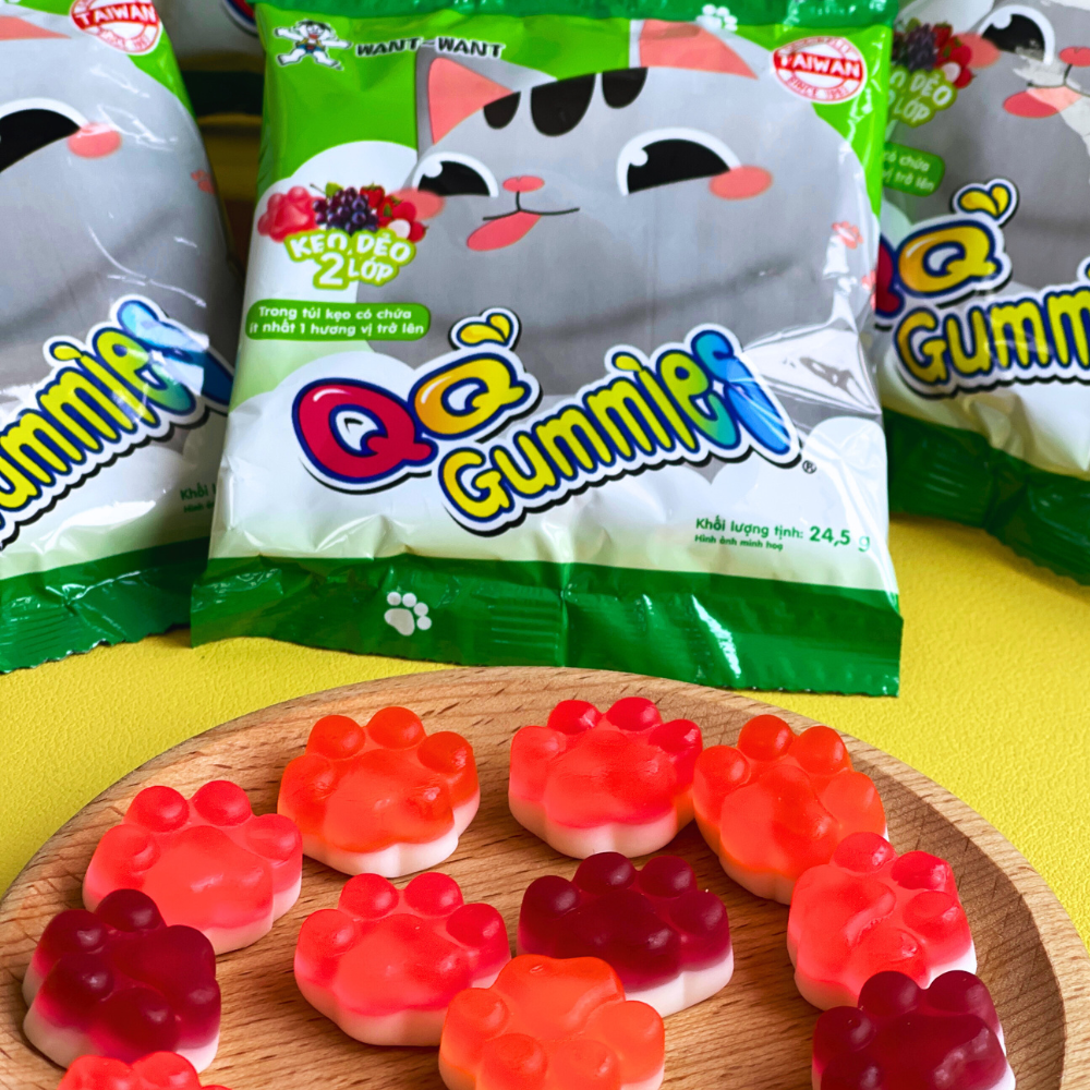 Kẹo dẻo chân mèo Want Want QQ Gummies 2 lớp hương trái cây và sữa chua