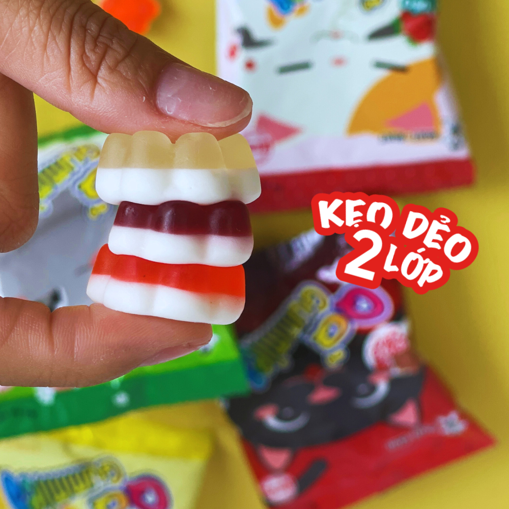 Kẹo dẻo chân mèo 2 lớp dâu và sữa chua Want Want QQ Gummies