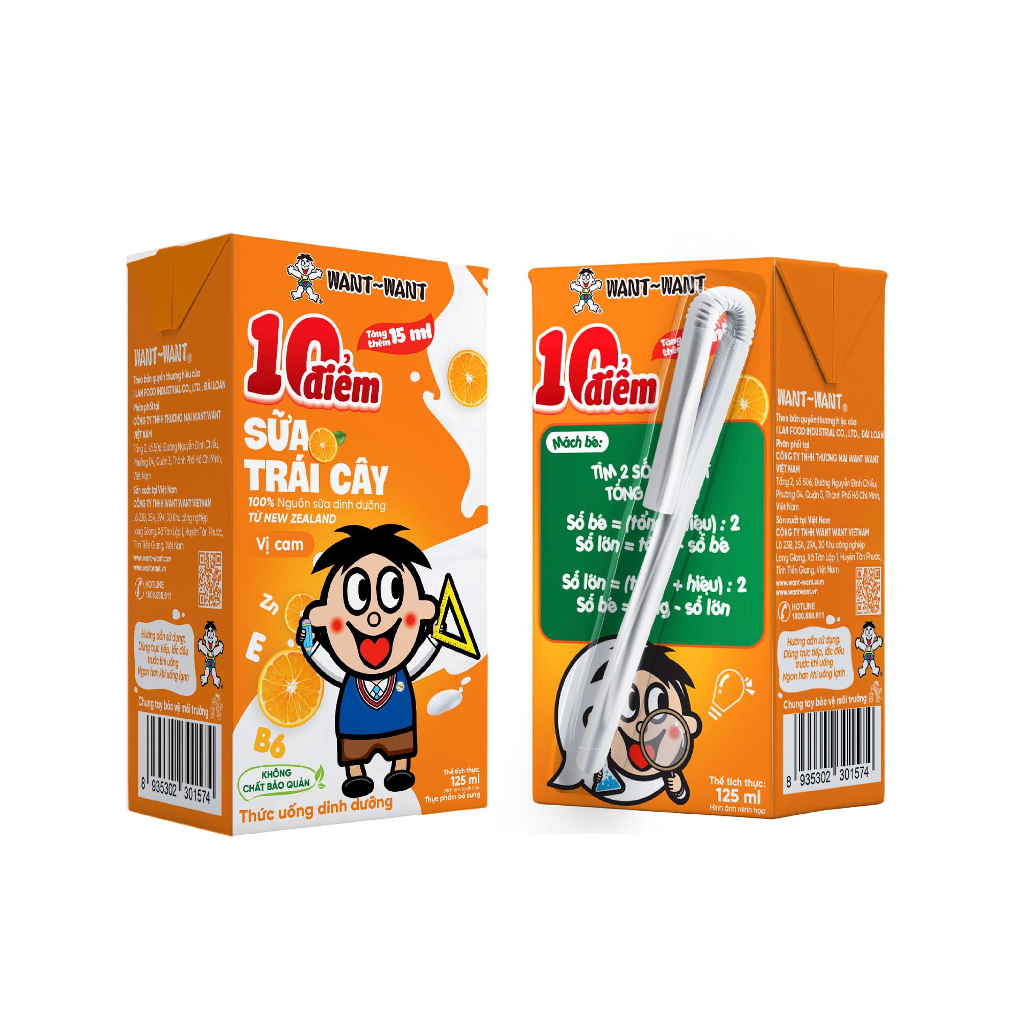 Sữa trái cây 10 Điểm vị Cam Want Want