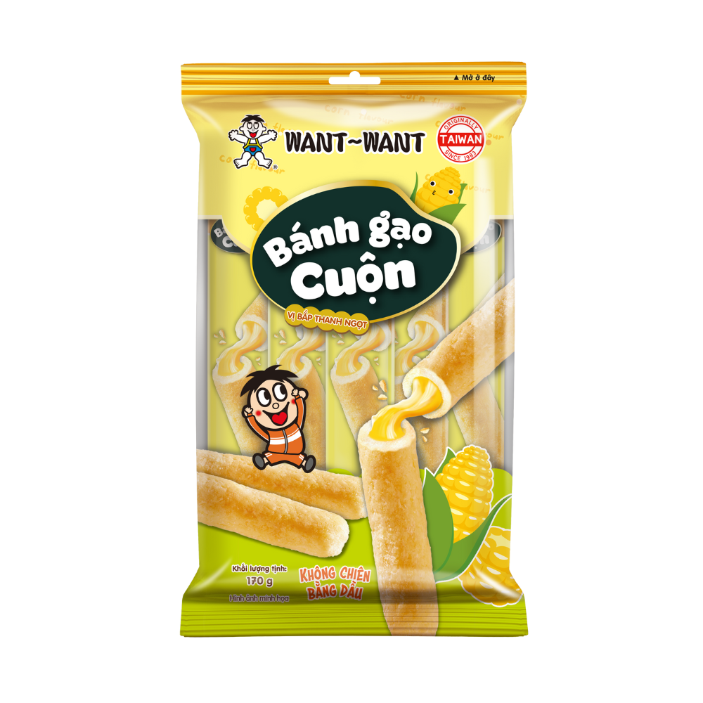 Bánh gạo cuộn Want Want vị bắp thanh ngọt