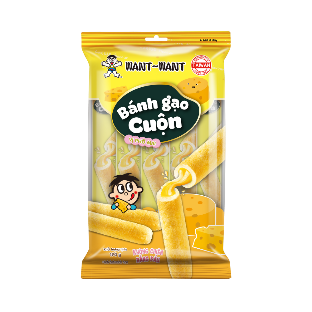 BÁNH GẠO CUỘN WANT WANT VỊ PHÔ MAI