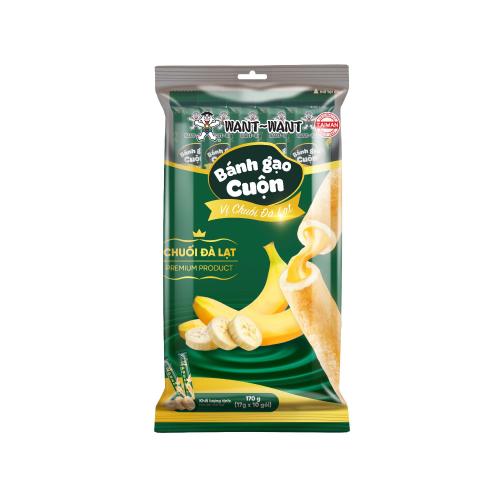 BÁNH GẠO CUỘN WANT WANT VỊ CHUỐI 170G (PHIÊN BẢN PREMIUM)