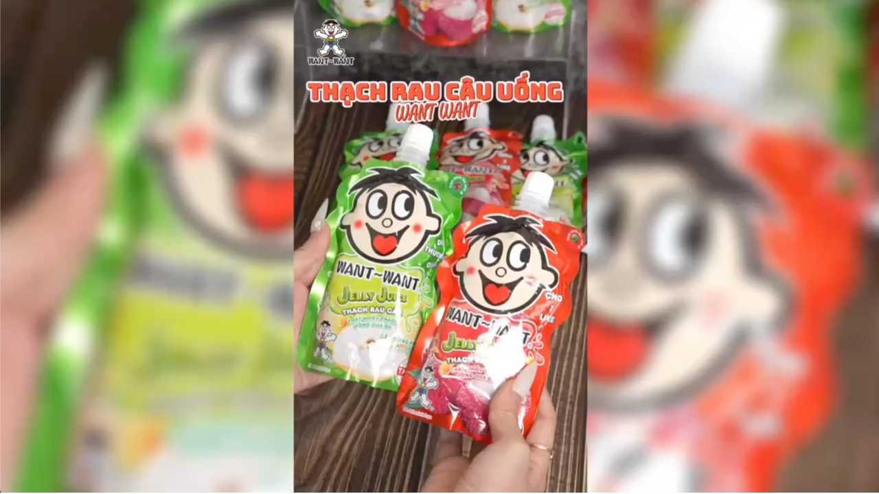 Thạch rau câu uống Want Want Jelly Juice mát lạnh mùa nè