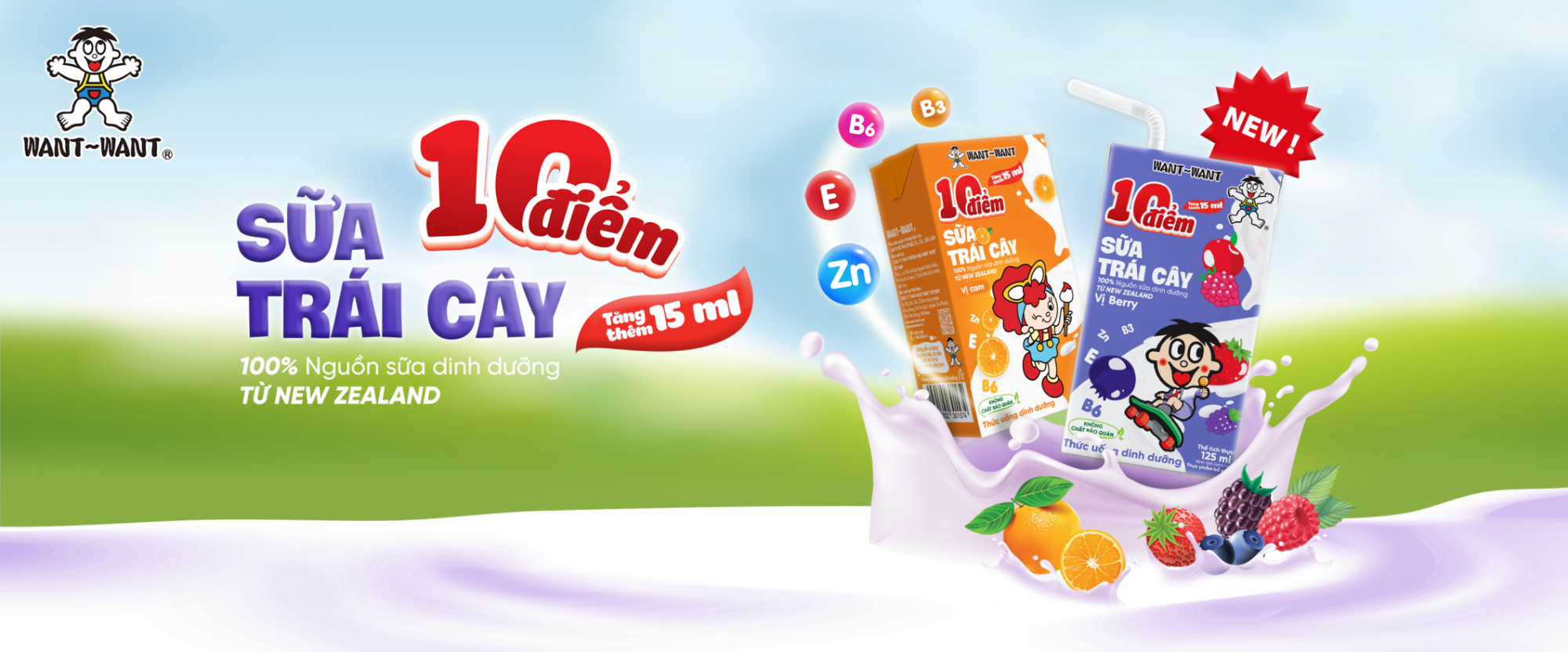 Sữa trái cây 10 điểm vị Cam&Berry